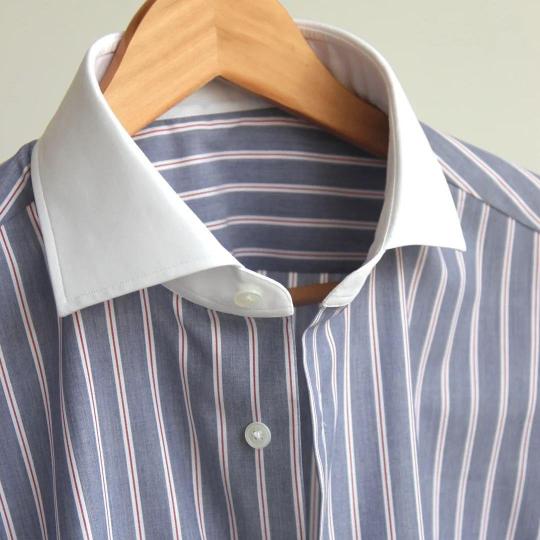 Striped Shirt with Contrast Collar