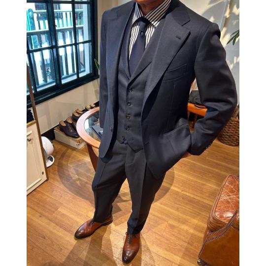 Navy 3P suit Fabric Loro Piana