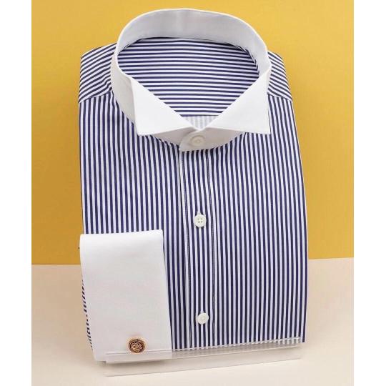 Striped Shirt with Contrast Collar